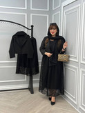 سه تیکه.مدل نیایش. جنس کت مازراتی. شال تور بانوار دوزی. دامن دانتل آستردار