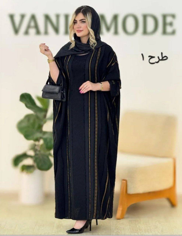 مانتو عبایی. مدل نرگس. جنس کرپ ژاکارد درجه یک